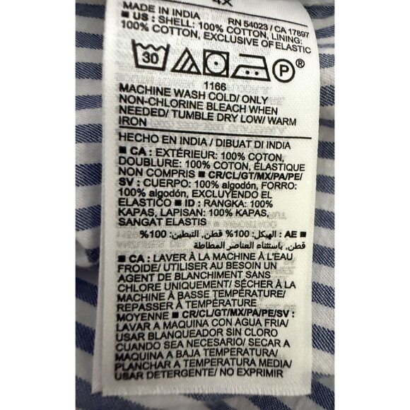 Old Navy 4X BlueWhite Babydoll Striped Ruched Smocking Puff Sleeve Top Plus Size - Picture 6 of 6